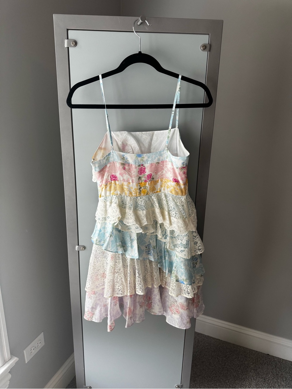 LoveShackFancy Imata Silk Mini Dress in Rainbow - Picture 2 of 8